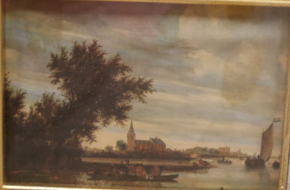 Rubino Cornici of Naples, three printed silk reproductions of Old Master paintings, 10 x 14cm